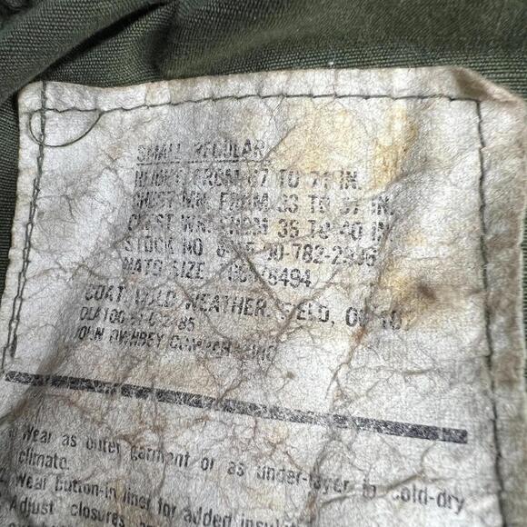 Vintage 80s U.S. Army M-65 Field Jacket Small Regular OG-107 Scovill Zipper - Picture 4 of 10